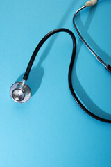 stethoscope on blue background
