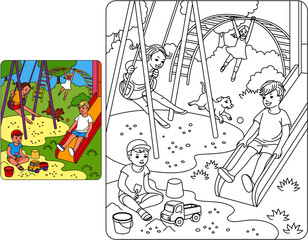 Children's playground_coloring pages_vector