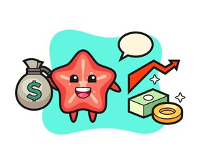 starfish illustration cartoon holding money sack