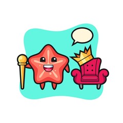 Mascot cartoon of starfish as a king