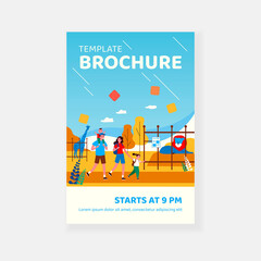 Happy family couple with excited kids walking in zoo. Parents and little children going past cages and enclosures with lion and giraffes. For African animals, safari, tourists concept