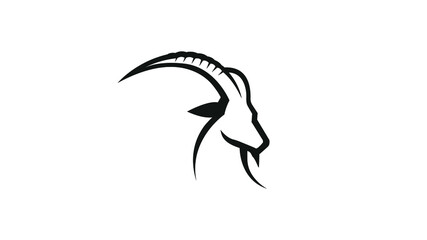 Creative Black Goat Head bighorn sheep Logo Design Vector