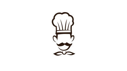 Creative Chef Head Moustache logo Vector Design  