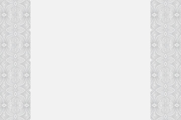 Geometric 3D white background. Convex volumetric texture. Embossed composition with the national flavor of the countries of India, with elements of doodling. Vertical inserts.