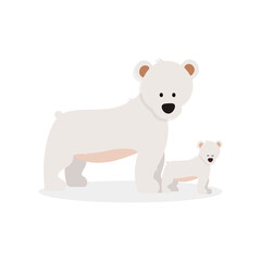 Obraz na płótnie Canvas White bear with bear cub on white background