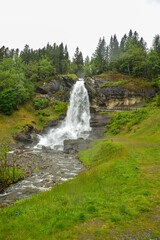 Steinsdalsfossen waterfall at Kvam in Norway