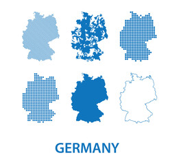 vector set of map of Germany -  silhouettes in different patterns
