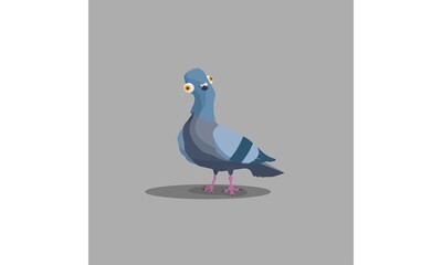 THE PIGEON IS STUPID AND LONELY ON A GRAY BACKGROUND