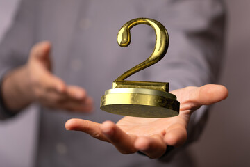 success 2nd place in hand