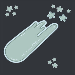 Comet Logo Design Vector Template. Comet with tail. Stars and astronomy. Cartoon flat illustration Space objects. Asteroid, comet, meteor, fireball, meteorite. meteor on a dark background