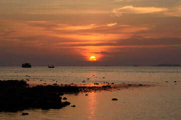 Beautiful sunset over the sea at koh Lipe