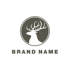 Deer or cervos logo design template. Hunting sport icon vector.