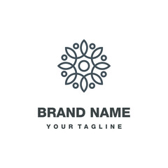 Luxury geometric logo design template, premium organic flower icon vector.