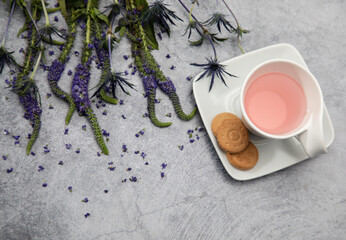 Happy mother's day, celebrate with, flowers and tea.