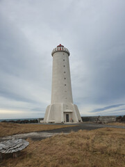 Fototapeta premium Stunning lighthouse in West Iceland, Akranes during a late autmun in November 2019