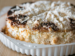 Cake with caramel and chocolate cut