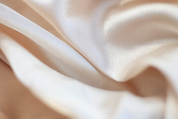 Fabric silk texture, cream, cream-colored, cream-coloured, pale beige. a fine, strong, soft,...