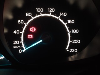 car speedometer with ace lights on