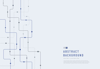 Abstract futuristic technology background, Dark blue and grey color curved lines, dots with copy space. Minimal and modern stripes pattern concept. Vector illustration