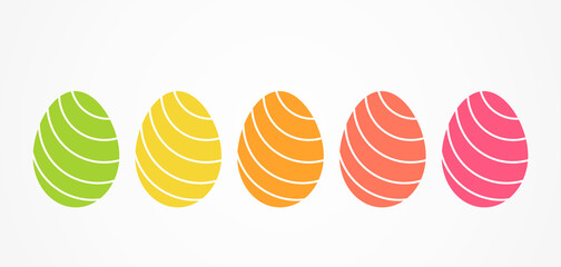 Easter eggs collection in bright colors. Decorated Easter eggs.