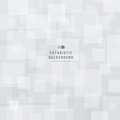 Obraz premium Abstract technology geometric background with copy space, Square white and grey color pattern. Modern and minimal concept. You can use for cover, poster, banner web, Landing page, Print ad.