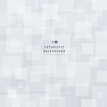 Abstract technology geometric background with copy space, Square white and grey color pattern. Modern and minimal concept. You can use for cover, poster, banner web, Landing page, Print ad.