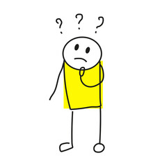 Puzzled stick figure has a problem.