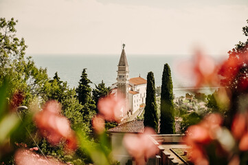 Beautiful cityscape of Piran, Slovenia, Europe. Traveling concept background. Magnificent...