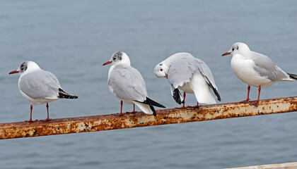 Marine gulls on rest