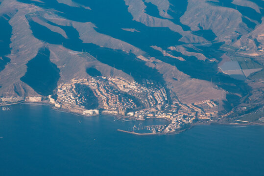 Aerial view of Arguineguin town at Gran Canaria, Canary islands, Spain