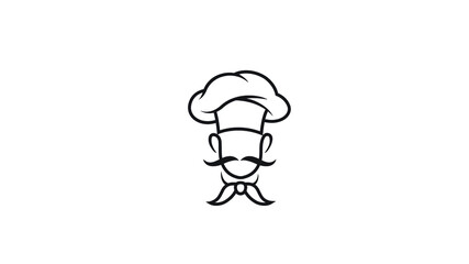 Creative Chef Head Moustache logo Vector Design Illustration