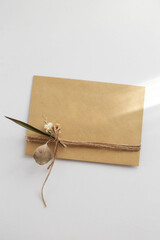 Gift wrap with envelope in white and beige colors