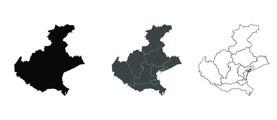 Veneto Italy Map Blank Vector Black Silhouette and Outline