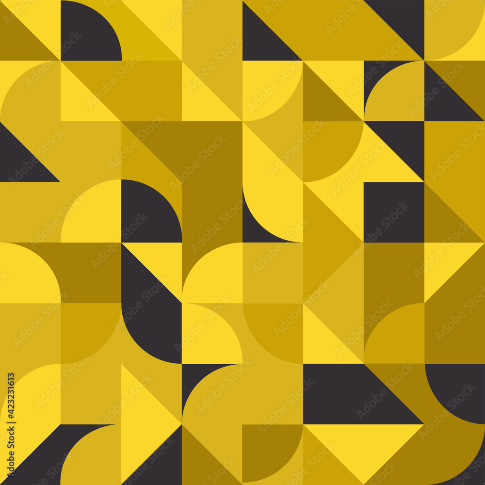 Poster yellow-colored abstract geometric shapes background. seamless yellow vector background
