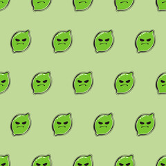 Angry Lime Green Pattern. Vector Wallpaper Lime Pattern.