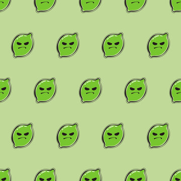 Angry Lime Green Pattern. Vector Wallpaper Lime Pattern.