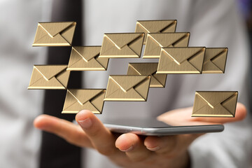  email icon concept in hand background