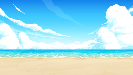 キラキラした海と空の風景 背景イラスト Wall Mural Wallpaper Murals ふわぷか