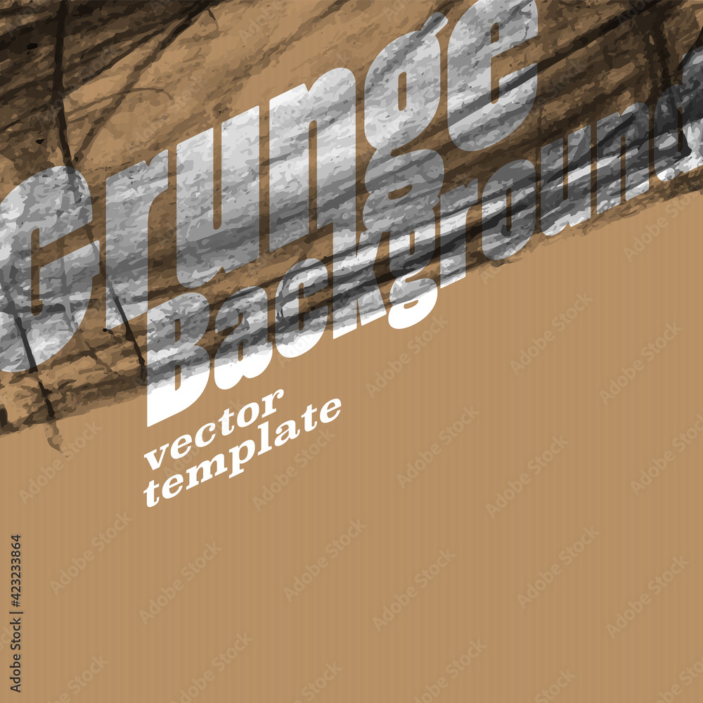 Poster Grunge background frame. Vector template for overlays. On cardboard realistic texture
