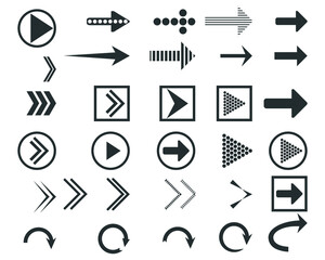 Arrows big black set icons. Arrow icon. Arrow vector collection. Arrow. Cursor. Modern simple arrows. Vector illustration