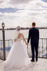 bride and groom on the beach
