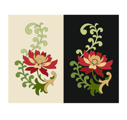 COLLECTION OF ANTIQUE AND MODERN STYLIZED COLORFUL FLORAL DESIGNS. CLASSIC STYLE