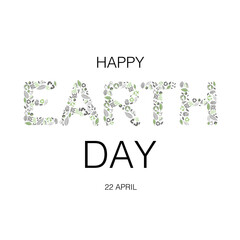 Earth Day Logo design. 22 April. Vector illustration composed from many ecology theme symbols.