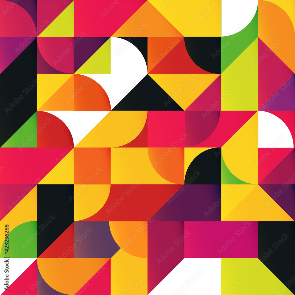 Poster Multi-colored Abstract Geometric Shapes Background. Vector background