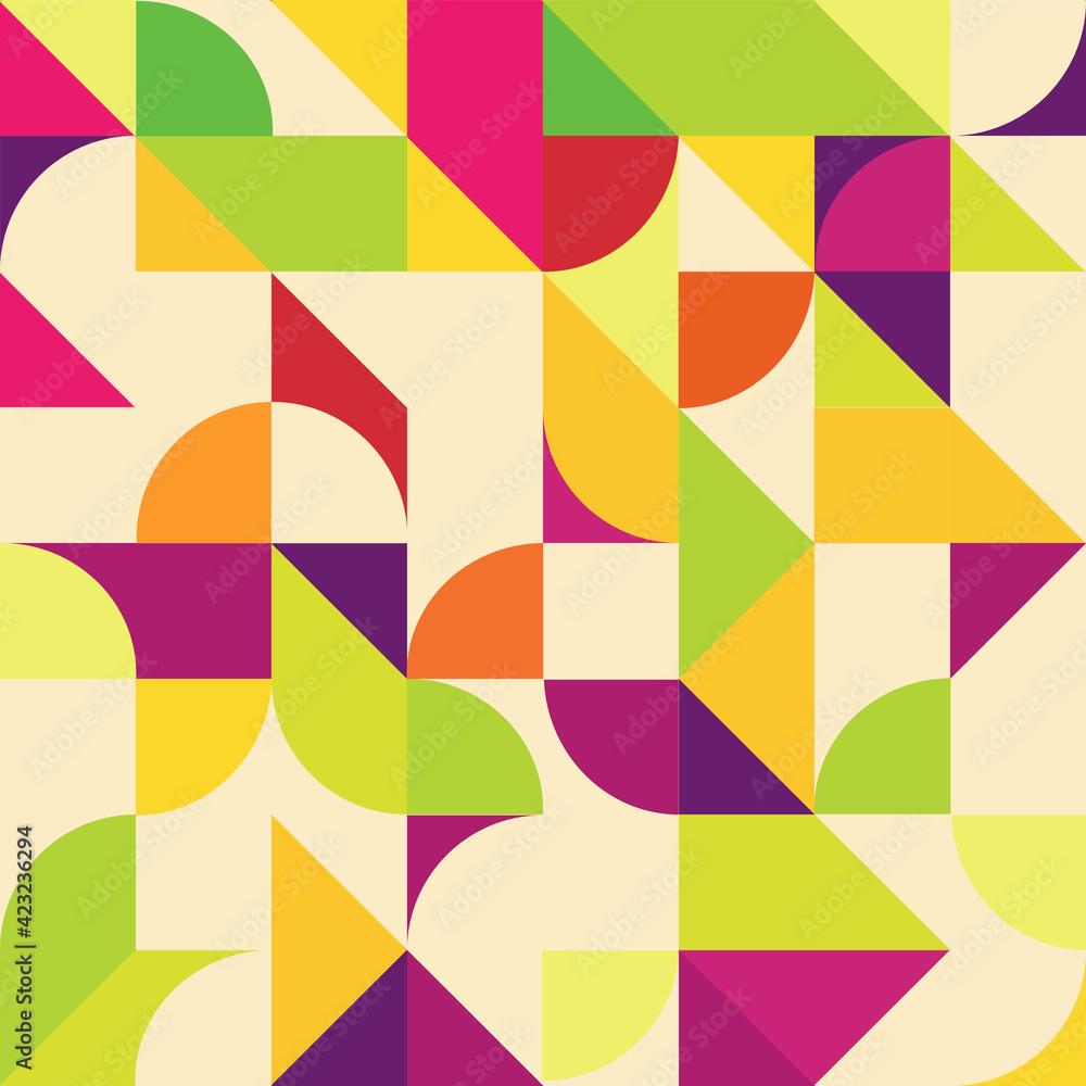 Poster Multi-colored Abstract Geometric Shapes Background. Seamless Vector background
