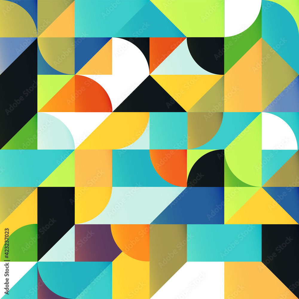 Aufkleber Multi-colored Abstract Geometric Shapes Background. Vector background