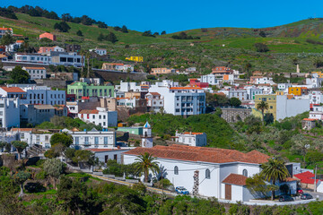 Aerial view of a Spanish town Valverde at El Hierro, Canary islands