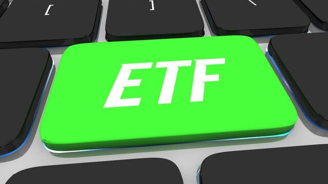 ETF Exchange Traded Funds Keyboard Button Online Digital Transaction 3d Animation