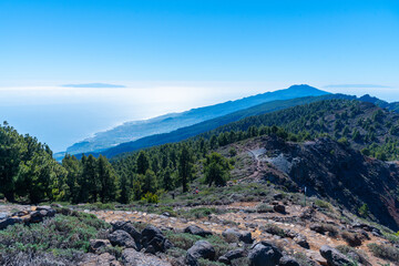 El Hierro and La Gomera viewed from Pico de la Nieve at La Palma, Canary islands, Spain