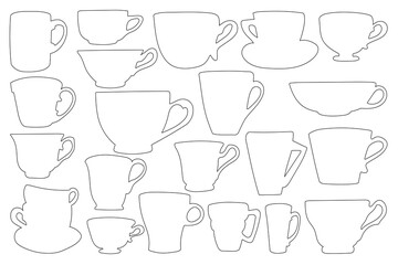 outline silhouettes coffee and tea cup collection